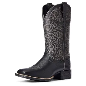 10034024 Ariat Women's Round Up Remuda Western Cowboy Boot - Black Deertan