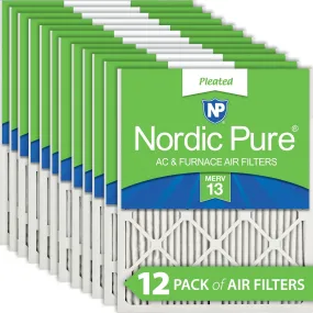 14x25x1 (13_1/2x24_1/2) Pleated MERV 13 Air Filters 12 Pack