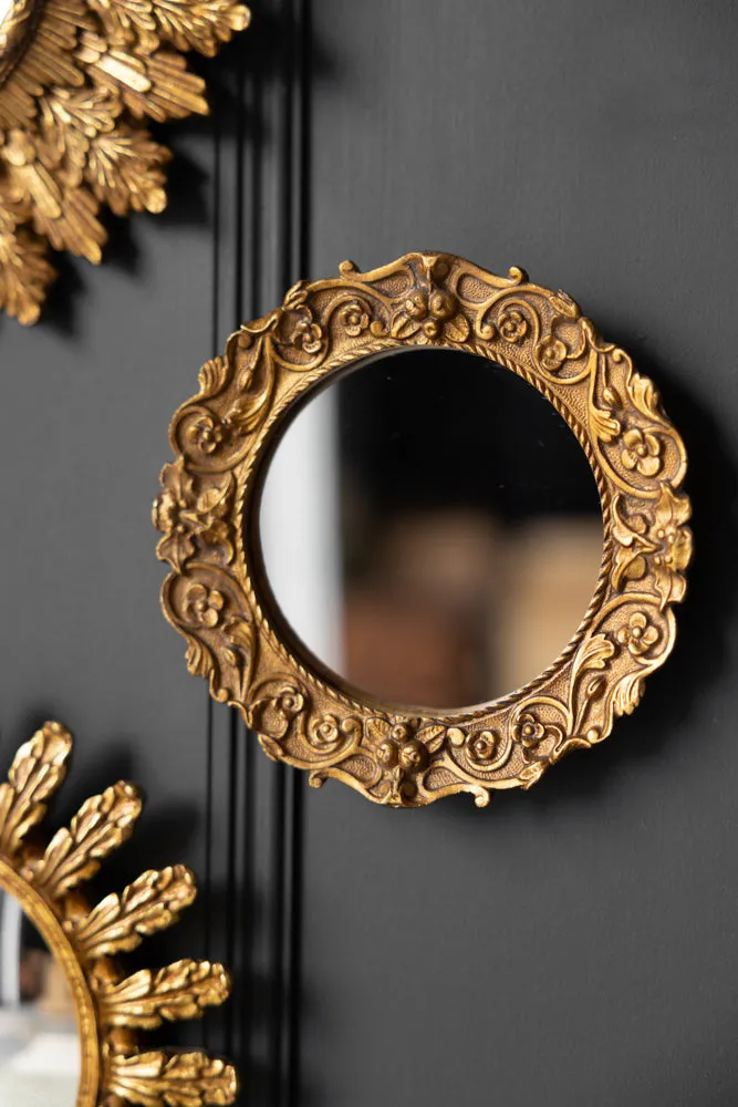 Antique Gold Small Ornate Mirror