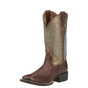 Ariat Women's Round Up Wide Square Toe Boot - Yukon Brown/Bronze