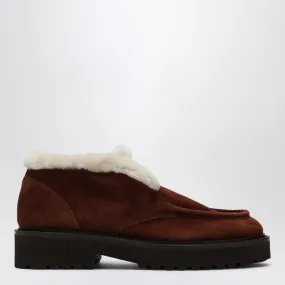 BROWN SUEDE MOCCASIN WITH FUR