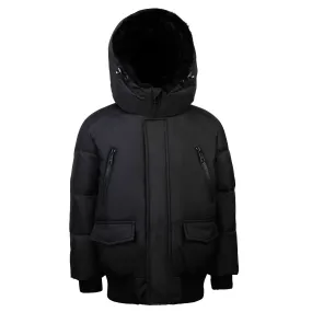 coat matte puffer with fur lining - black