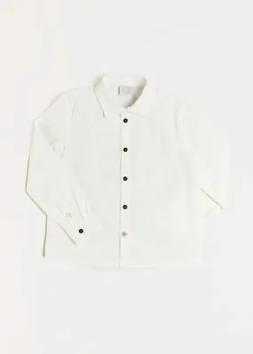 Contrast Button Formal Shirt in White (4-10yrs)