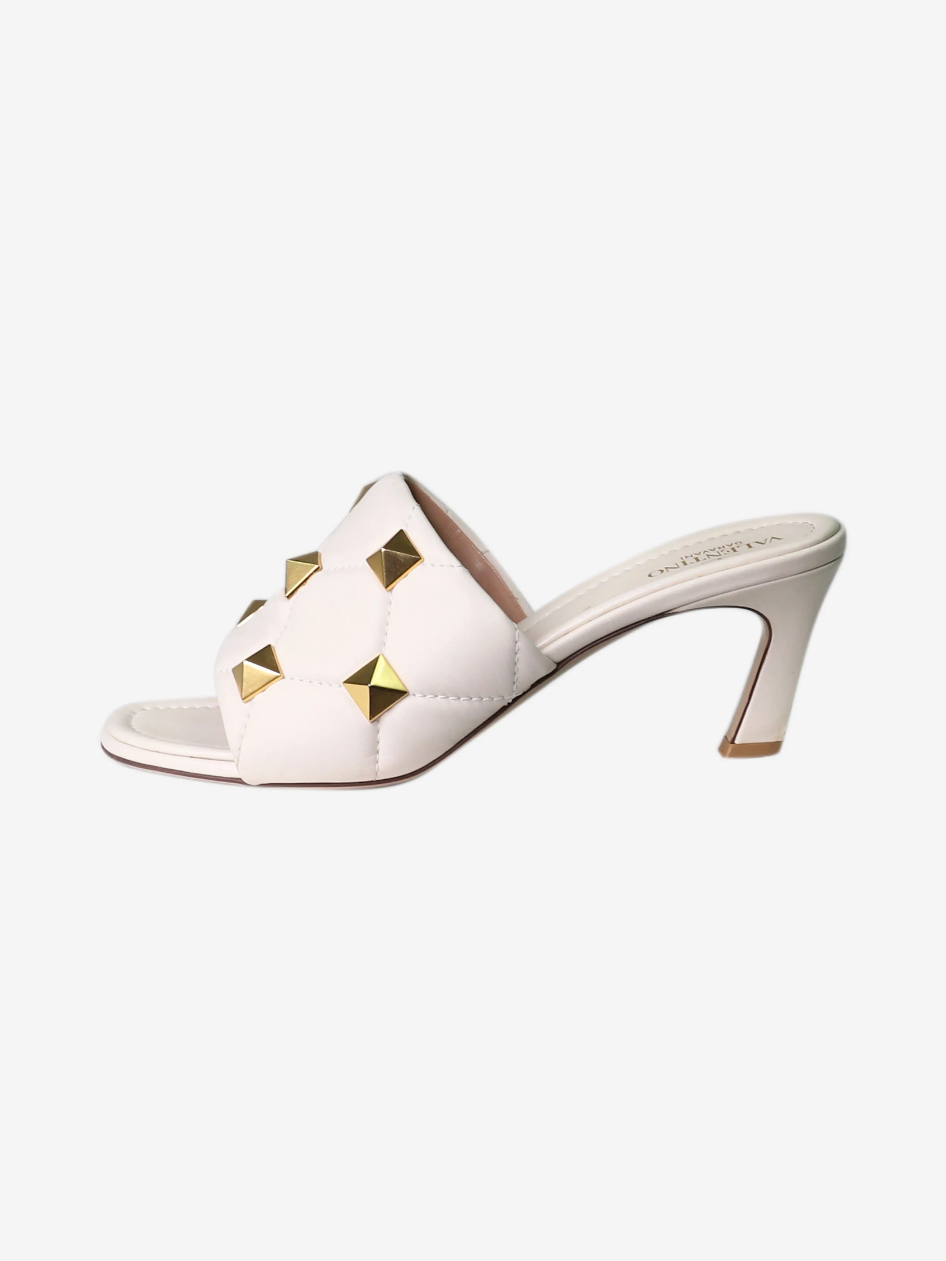 Cream Roman stud leather mules - size EU 39