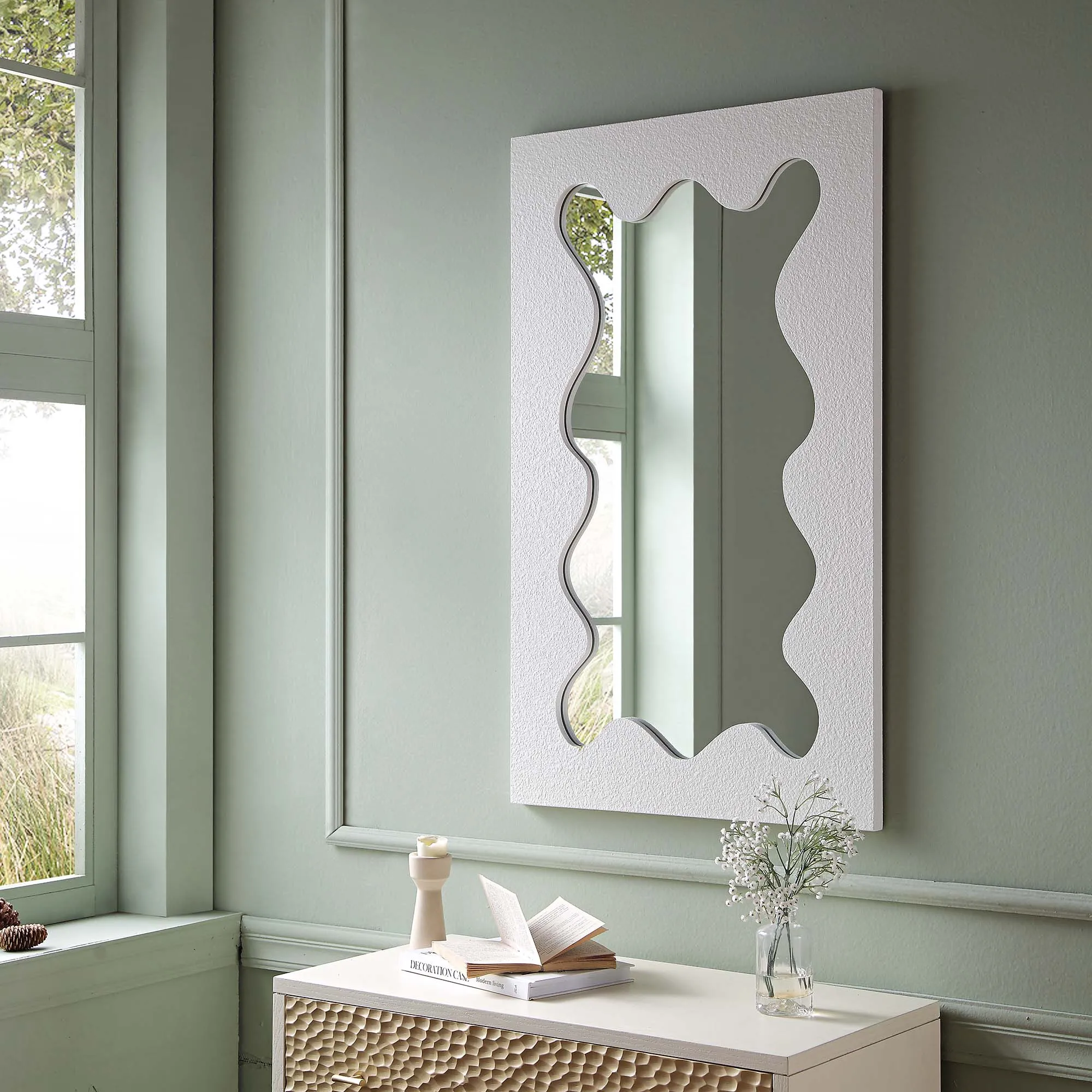 Destin Wave Mirror 100 x 60 cm, White Matte