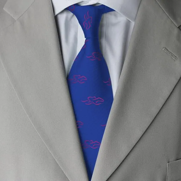 Horse Racing Custom Silk Tie - Royal with Pink