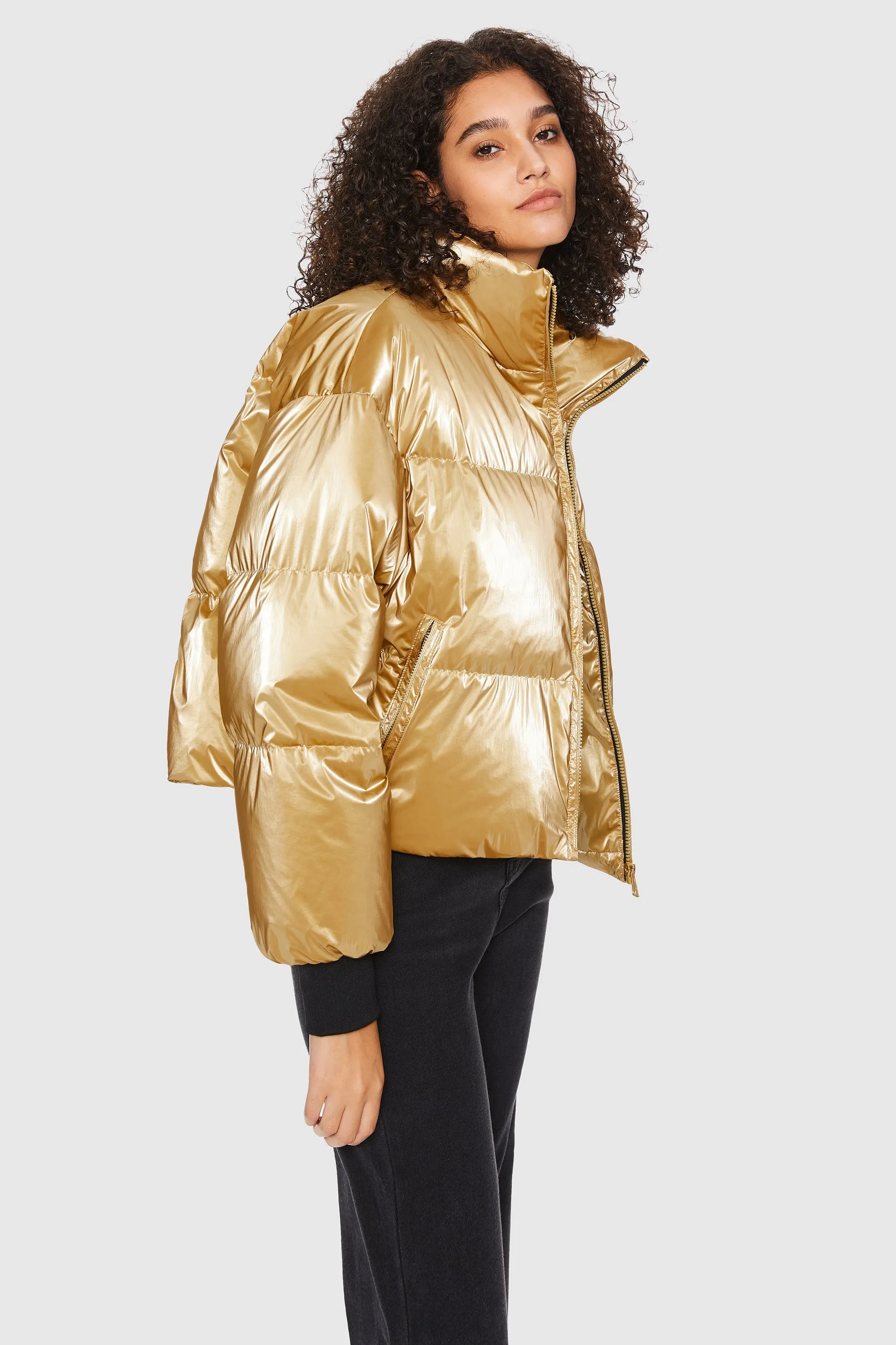 Puff-O Cosmos Chrome Cropped Puffer