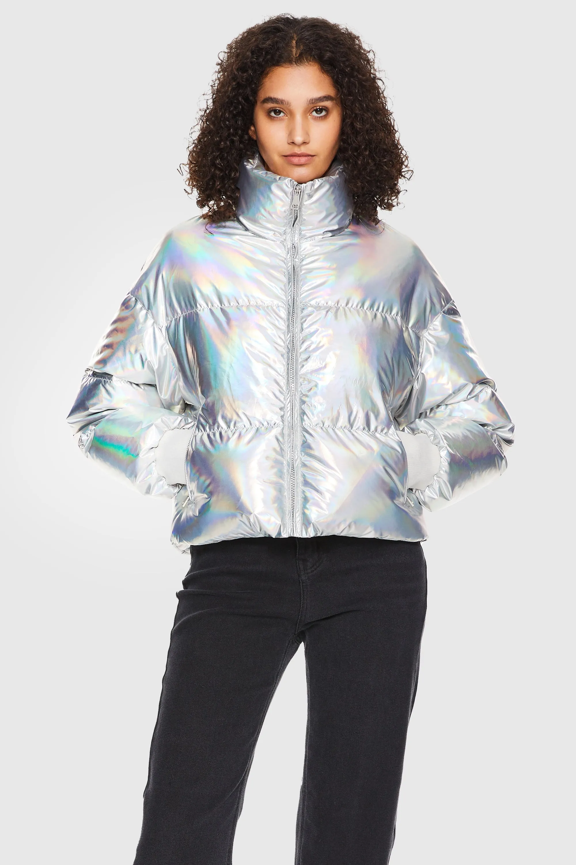 Puff-O Cosmos Chrome Cropped Puffer