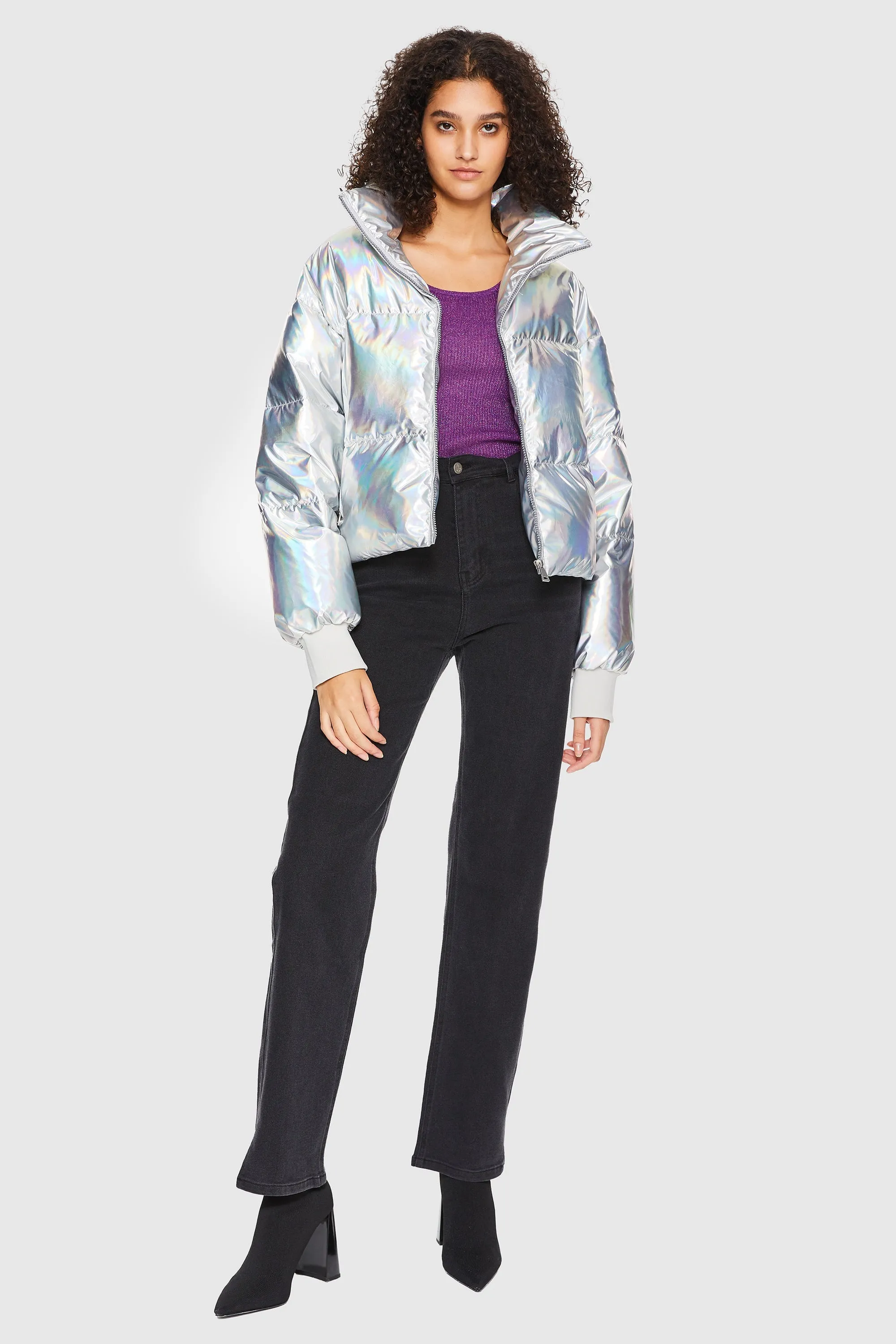 Puff-O Cosmos Chrome Cropped Puffer