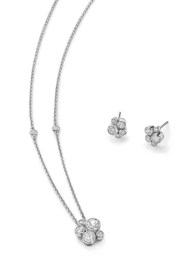 Raindance Platinum Cluster Pendant and Earrings Set