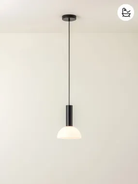 Silio - 1 light matt black and opal pendant