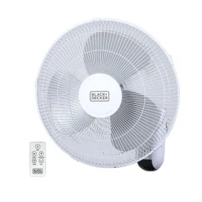 Wall Fan With Remote, Oscillating, 3 Speed, White, 16-Inch